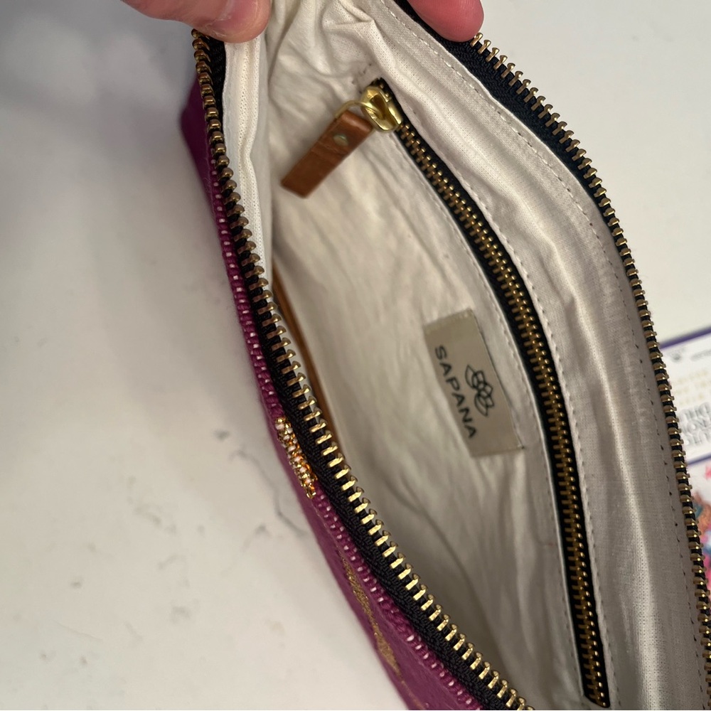 Boho purple and gold clutch or travel pouch - Picture 4 of 9